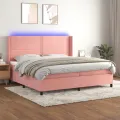 cadre de lit matelas et LED Rose 200x200 cm Velours