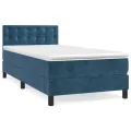 cadre de lit et matelas Bleu foncé 80x200 cm Velours