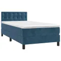 cadre de lit et matelas Bleu foncé 80x200 cm Velours