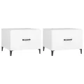 Tables basses avec pieds en métal 2 pcs Blanc 50x50x40 cm