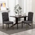 Chaises à manger lot de 2 gris tissu à l'aspect de lin