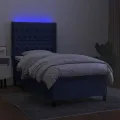 cadre de lit matelas et LED Bleu 90x200 cm Tissu