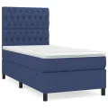 cadre de lit avec matelas Bleu 90x200 cm Tissu