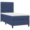 cadre de lit avec matelas Bleu 90x200 cm Tissu