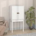Buffet haut Blanc 60x40x120 cm Bois massif de pin