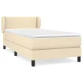 cadre de lit avec matelas Crème 80x200 cm Tissu