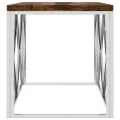 Table basse acier inoxydable et bois massif de récupération