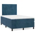 cadre de lit et matelas Bleu foncé 120x200cm Velours