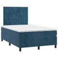 cadre de lit et matelas Bleu foncé 120x200cm Velours