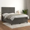 cadre de lit et matelas Gris foncé 140x190cm Velours
