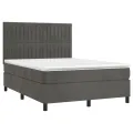 cadre de lit et matelas Gris foncé 140x190cm Velours