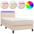 cadre de lit avec matelas LED Cappuccino 100x200 cm