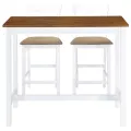 Table et chaises de bar 3 pcs Bois massif Marron et blanc