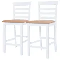 Table et chaises de bar 3 pcs Bois massif Marron et blanc