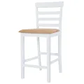 Table et chaises de bar 3 pcs Bois massif Marron et blanc
