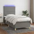 cadre de lit et matelas et LED Gris foncé 100x200 cm