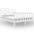 Cadre de lit Blanc Bois de pin massif 160x200 cm