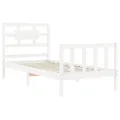 Cadre de lit avec tête de lit blanc 90x200 cm bois massif