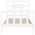 Cadre de lit avec tête de lit blanc 90x200 cm bois massif