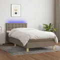 cadre de lit avec matelas LED Taupe 100x200 cm Tissu