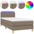 cadre de lit avec matelas LED Taupe 100x200 cm Tissu