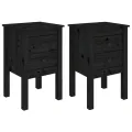 Tables de chevet 2 pcs Noir 40x35x61,5 cm Bois de pin massif