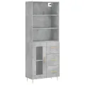 Buffet haut Gris béton 69,5x34x180 cm Bois d'ingénierie
