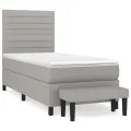 cadre de lit avec matelas Gris clair 100x200cm Tissu