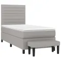cadre de lit avec matelas Gris clair 100x200cm Tissu