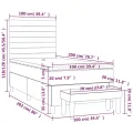 cadre de lit avec matelas Gris clair 100x200cm Tissu