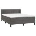 cadre de lit et matelas Gris foncé 140x200cm Velours