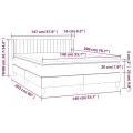 cadre de lit et matelas Gris foncé 140x200cm Velours