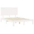 Cadre de lit avec tête de lit blanc double bois massif