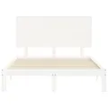Cadre de lit avec tête de lit blanc double bois massif