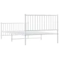 Cadre de lit métal avec tête de lit/pied de lit blanc 107x203cm