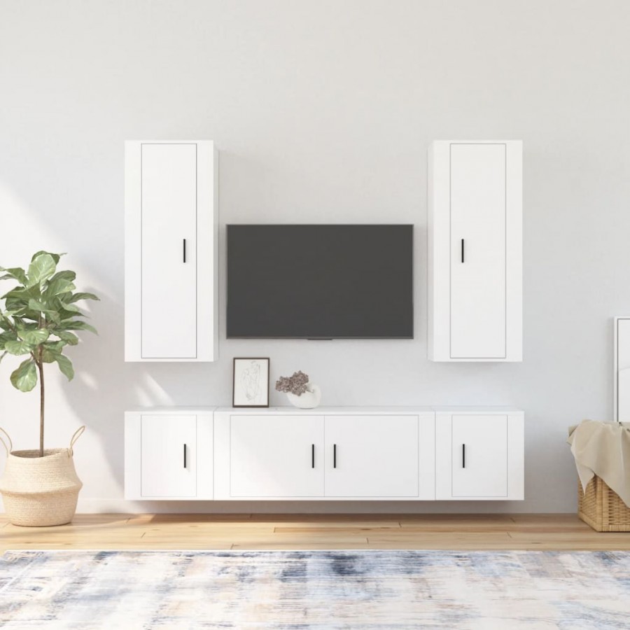 Ensemble de meubles TV 5 pcs Blanc Bois d'ingénierie