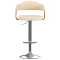 Tabourets de bar lot de 2 crème bois courbé et similicuir