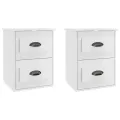 Tables de chevet murales 2 pcs blanc brillant 41,5x36x53 cm