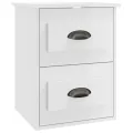 Tables de chevet murales 2 pcs blanc brillant 41,5x36x53 cm