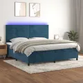 cadre de lit avec matelas LED Bleu foncé 200x200 cm