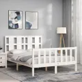 Cadre de lit avec tête de lit blanc 140x190 cm bois massif