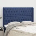 Tête de lit avec oreilles Bleu 163x16x118/128 cm Tissu