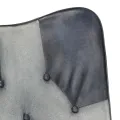 Fauteuil avec repose-pieds Gris Cuir véritable et toile