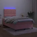 cadre de lit matelas et LED Rose 120x200 cm Velours