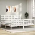 Cadre de lit avec tête de lit blanc 200x200 cm bois massif