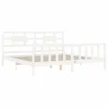 Cadre de lit avec tête de lit blanc 200x200 cm bois massif