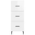 Buffet Blanc brillant 34,5x34x90 cm Bois d'ingénierie