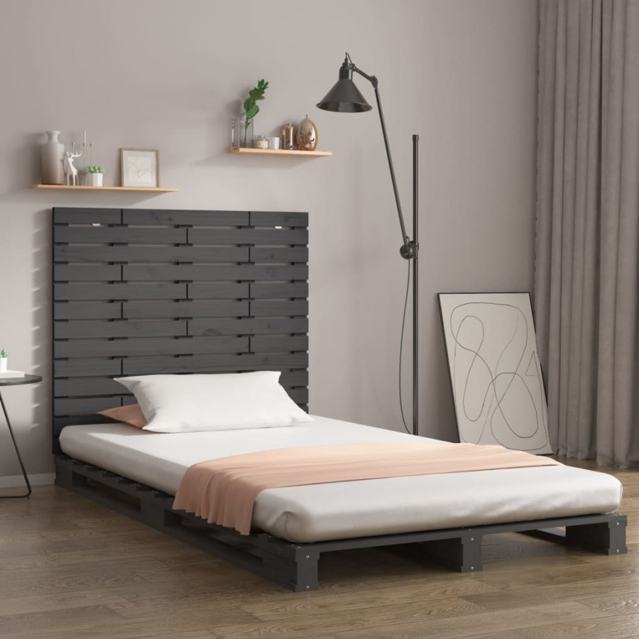 Tête de lit murale Gris 81x3x91,5 cm Bois massif de pin