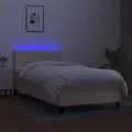 cadre de lit avec matelas LED Crème 80x200 cm Tissu