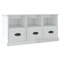 Meuble TV blanc brillant 100x35x50 cm bois d'ingénierie